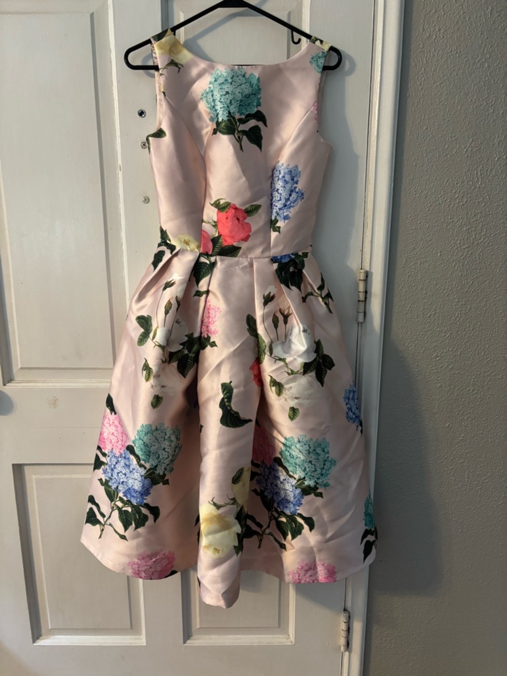 Chi Chi London Pink Floral Satin Fit-and-Flare Dress